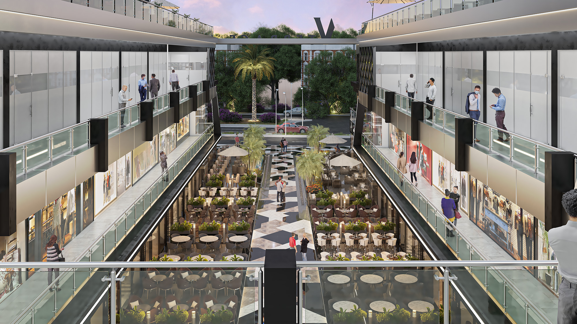 v terrace mall in front of the most important land marq in new cairo  AUC