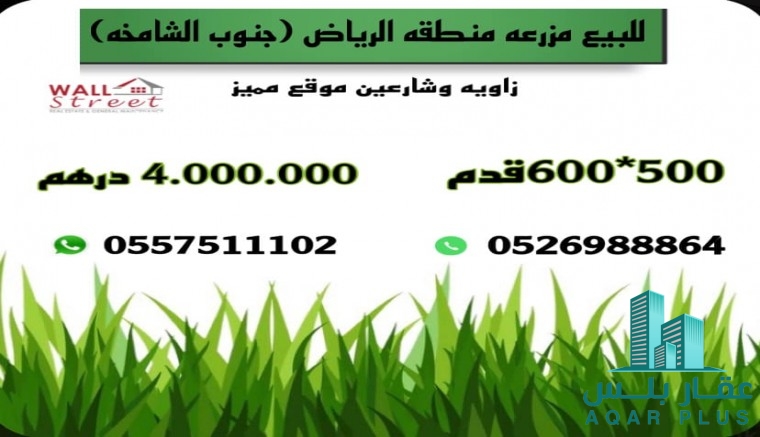 للبيع مزرعة جنوب الشامخة